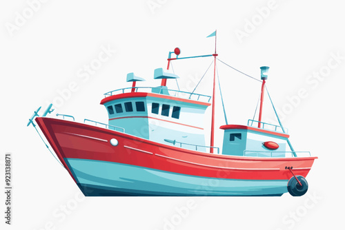 Colorful fishing boat illustration