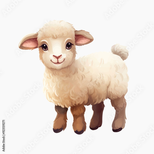 Adorable cartoon lamb illustration
