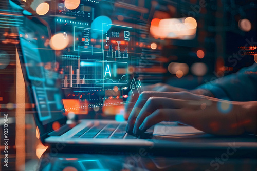 AI (Artificial intelligence) AI management and support technology in the Business plan marketing success customer. AI management concept