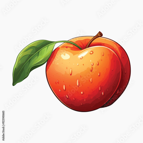Fresh juicy peach with leaf