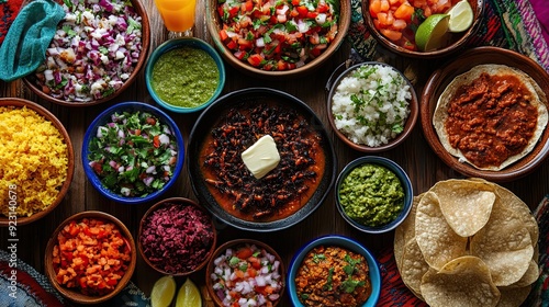 Assortment of Mexican Dishes Including Escamoles (Ant Larvae) photo