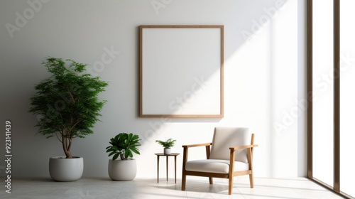 Modern Interior Design with Empty Picture Frame