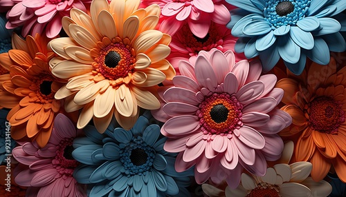 A close-up of a brightly colored gerbera photo