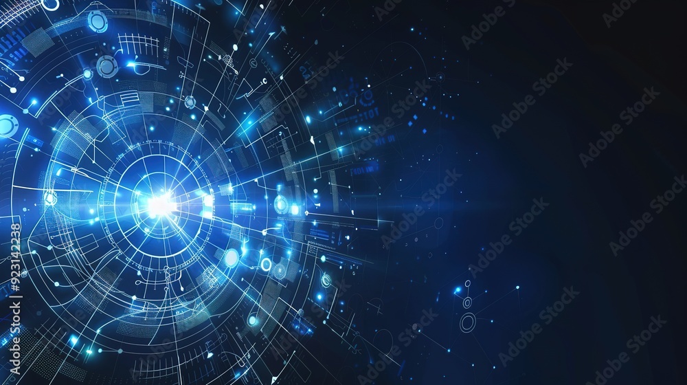 Abstract blue digital background with glowing lines and circles. Abstract blue digital background with glowing lines and circles.