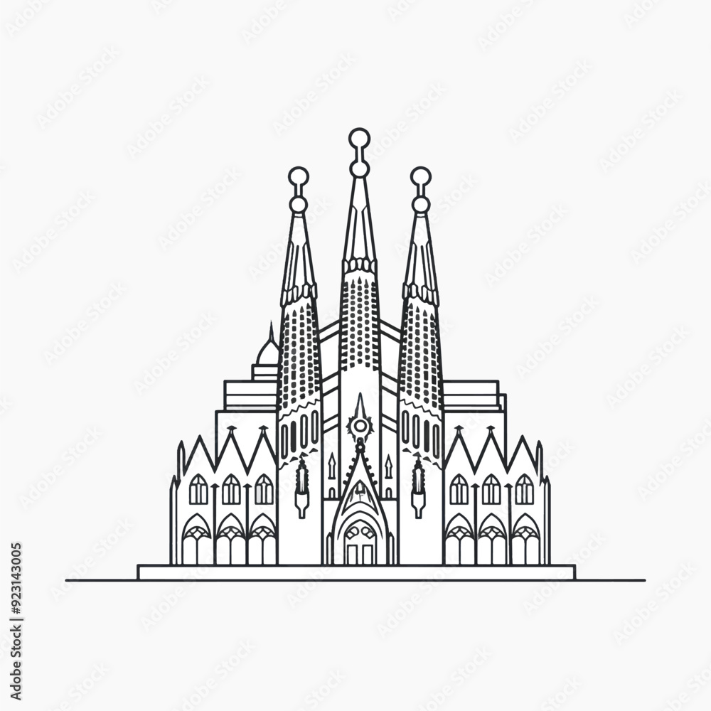 Iconic cathedral line art illustration Iconic cathedral line art illustration