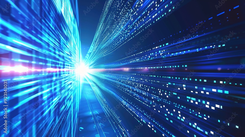 Abstract blue digital data stream with bright light. Abstract blue digital data stream with bright light.