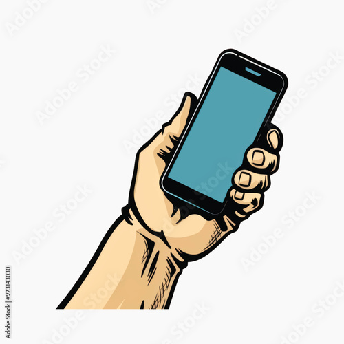 Hand holding smartphone illustration