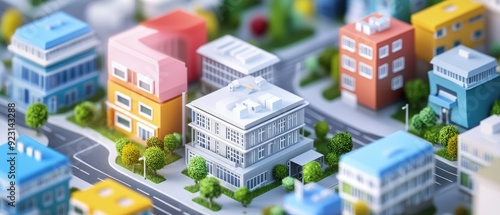 Detailed 3D Isometric View of a City Planning Office with Urban Development Concepts