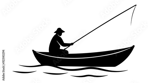 Serene Lake Fishing: Individual in Small Boat Enjoying Tranquil Waters