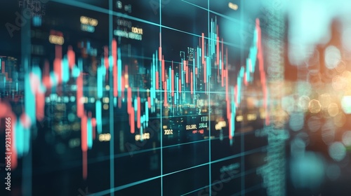 Wallpaper Mural Dynamic stock market chart illustrating financial trends and growth with vibrant colors and a modern digital design. Torontodigital.ca