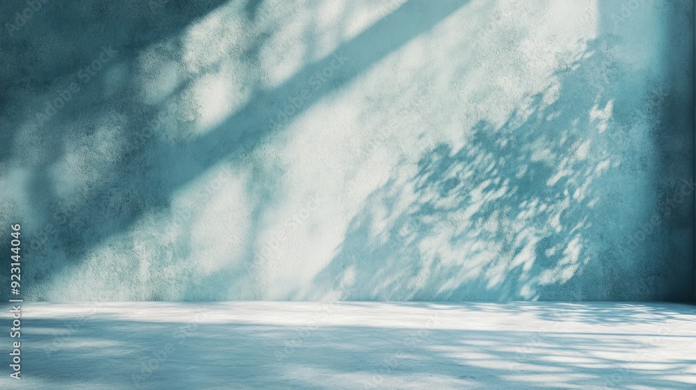 Fototapeta premium Blue Wall with Light Shadows