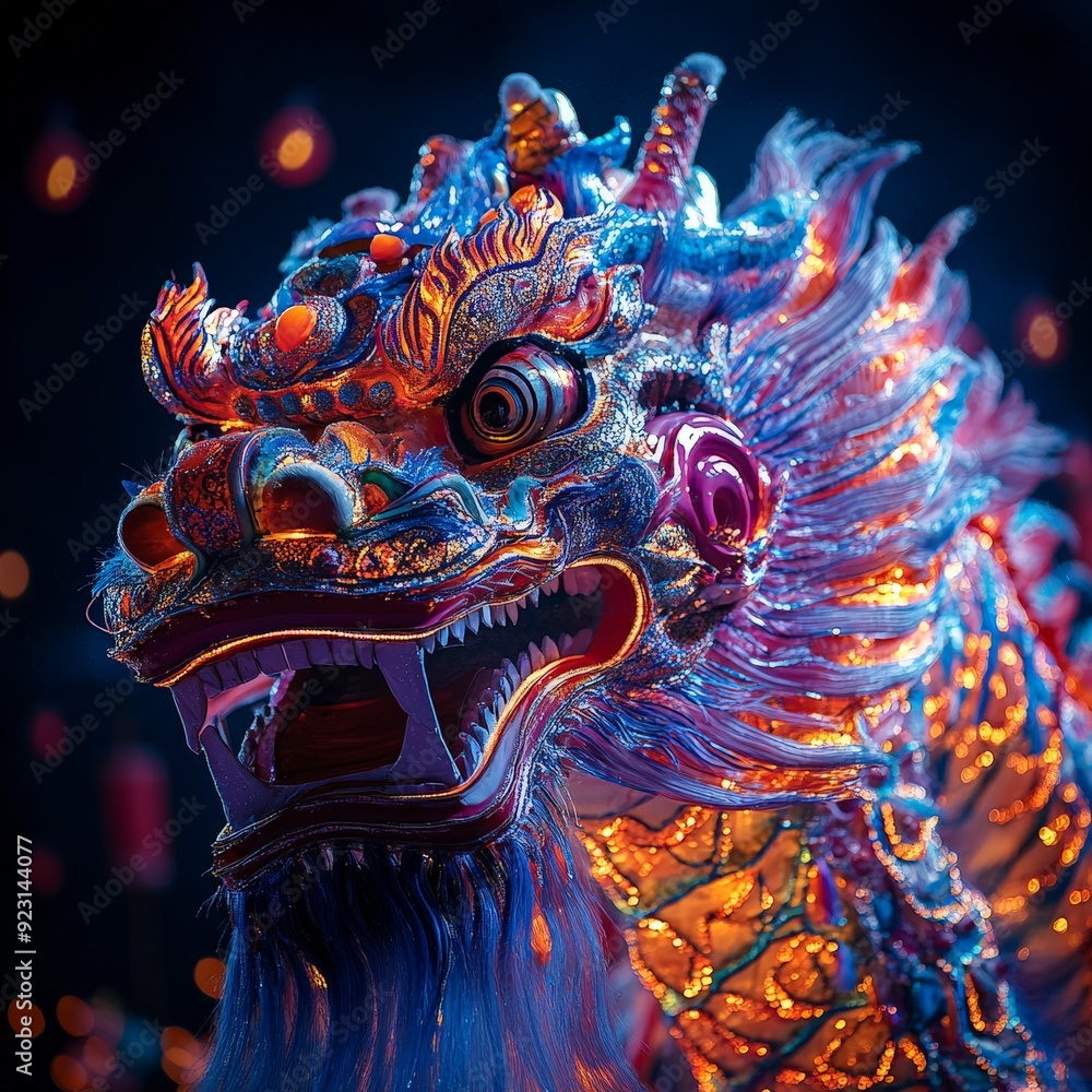 Fototapeta premium Chinese dragon character in a dragon dance at the Chinese New Year festival