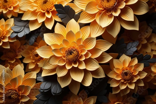 The spiral pattern of a blooming sunflower photo