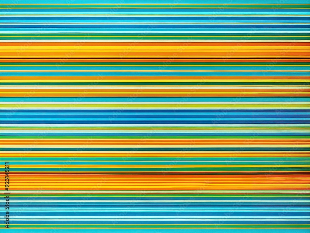 Vibrant striped background featuring a mix of thin and thick horizontal lines in shades of blue, green, yellow, and orange, creating a playful geometric pattern. Vibrant striped background featuring a mix of thin and thick horizontal lines in shades of blue, green, yellow, and orange, creating a playful geometric pattern.
