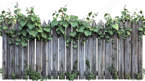 The Overgrown Wooden Fence Enveloped by Rich Greenery Isolated on Transparent Background