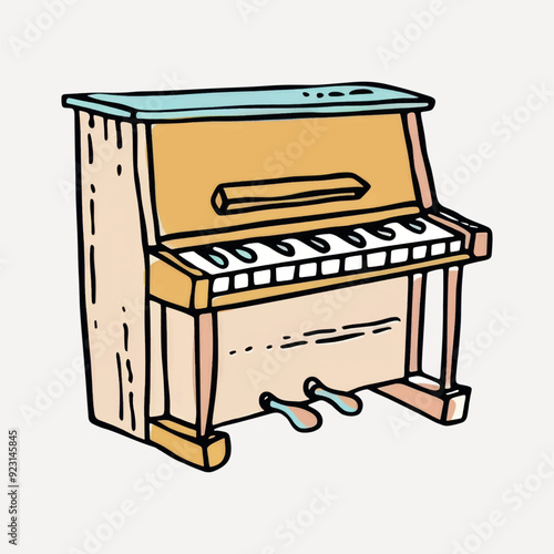 Colorful cartoon upright piano illustration