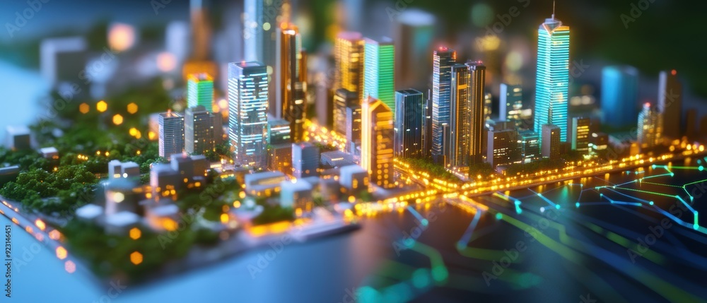 Fototapeta premium Futuristic Smart City with Advanced Technological Initiatives