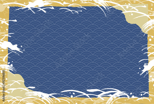 和風　海鮮イメージの背景イラスト
