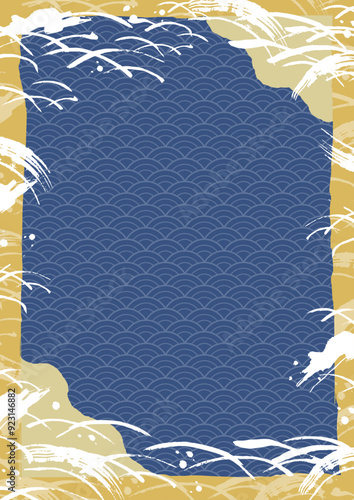 和風　海鮮イメージの背景イラスト
