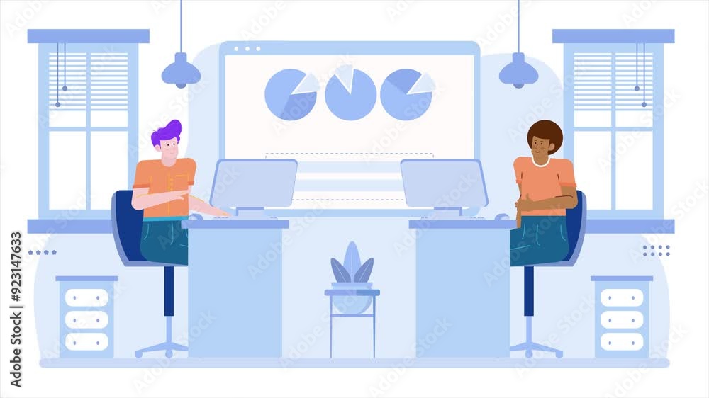 illustration of business daily activity in modern office concept animated video illustration of business daily activity in modern office concept animated video