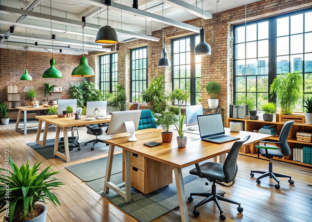 Fototapeta premium Fashionable and functional workspaces foster creative collaboration and innovative thinking constantly