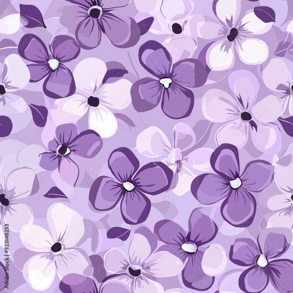 Seamless pattern of muted violets in gentle purples and lilacs Seamless pattern of muted violets in gentle purples and lilacs