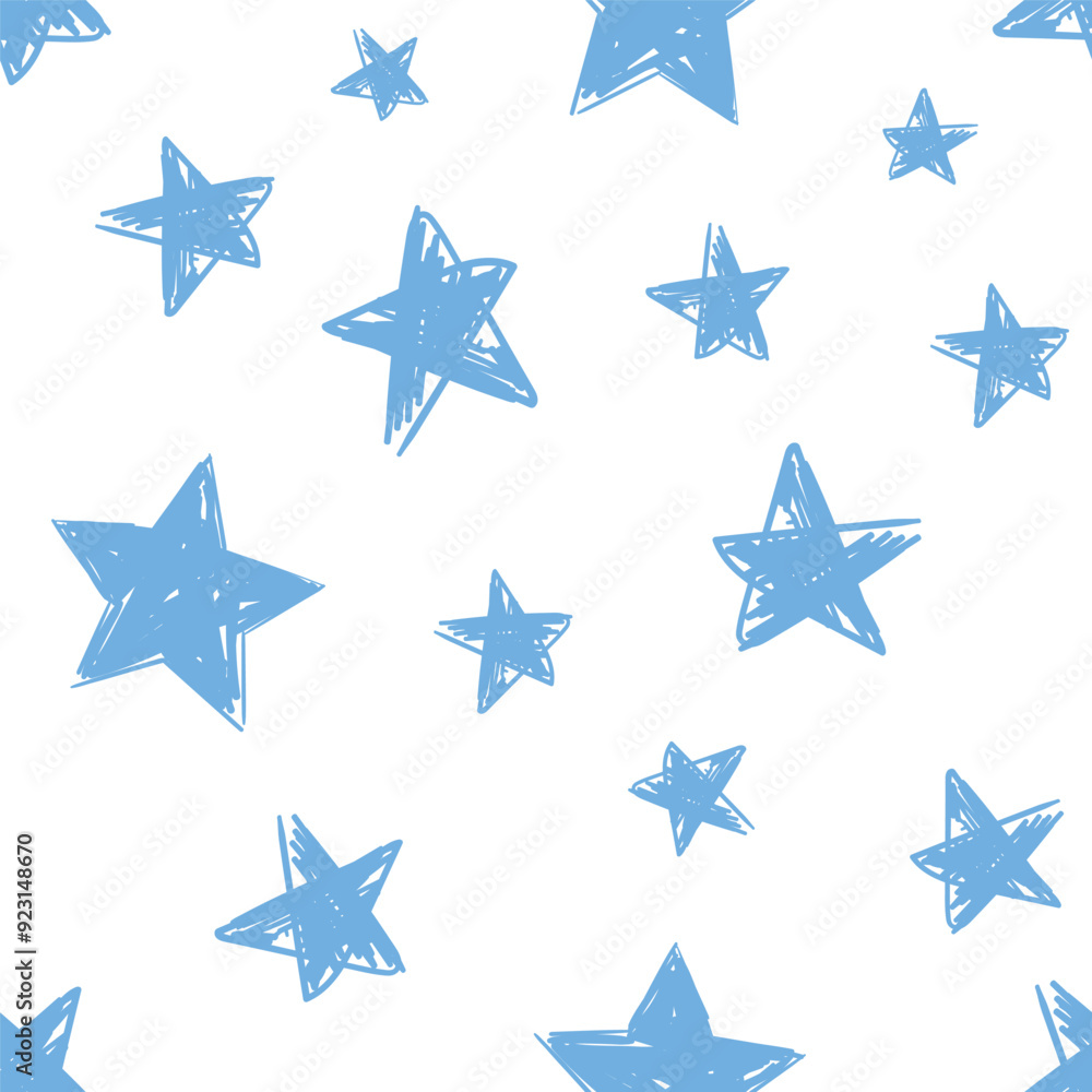 Seamless pattern with stars, hand drawn background, texture with decor elements vector Seamless pattern with stars, hand drawn background, texture with decor elements vector