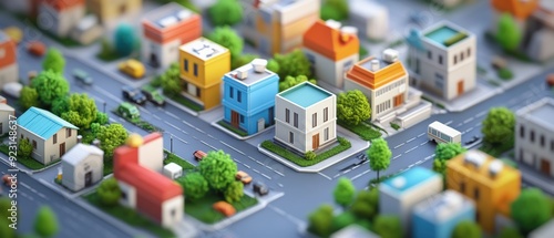 Urban Renewal: Isometric Cityscape with Vibrant Neighborhood Improvement Projects
