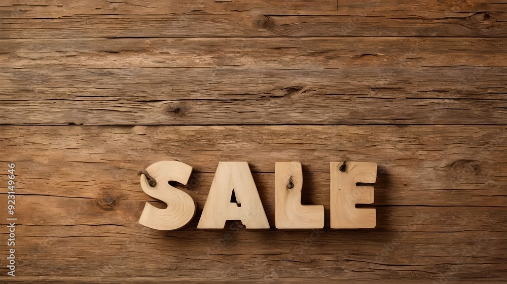 Wooden banner with the inscription sale Wooden banner with the inscription sale