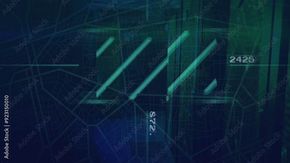 Animating digital map and data visualization with numbers and lines on grid background Animating digital map and data visualization with numbers and lines on grid background