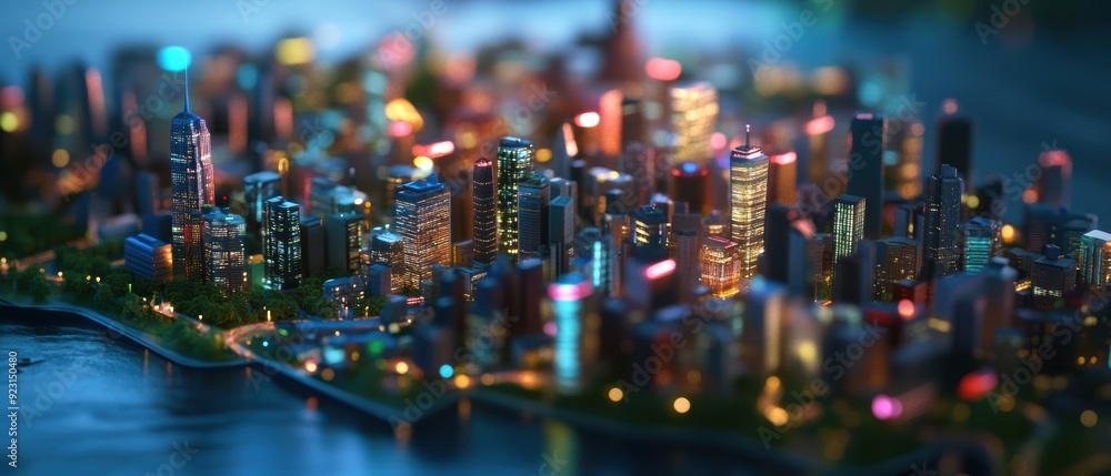 Obraz premium Closeup of a city with latenight transportation