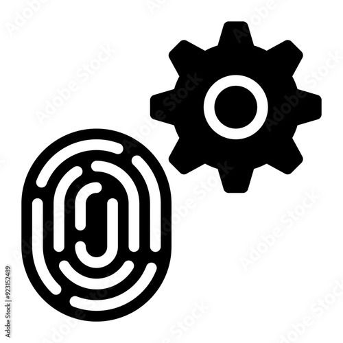 fingerprint setting, biometric, fingerprint, configure, identification, authorization solid or glyph icon