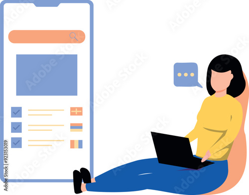 The girl is using a laptop.