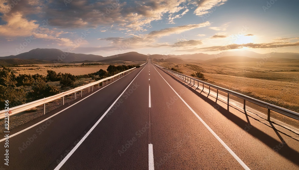 Fototapeta premium an empty asphalt highway with a straight track