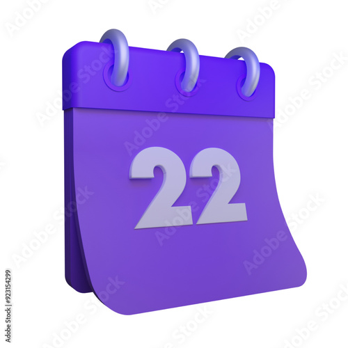 3D Calendar with date. Meeting reminder planner. Daily work done with tick. Mark every day. Cartoon creative icon design isolated on transparent background. 3D Rendering