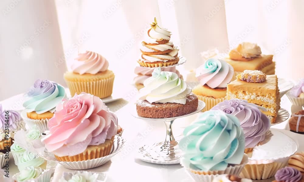 Cupcakes with buttercream frosting on a white background. Cupcakes with buttercream frosting on a white background.