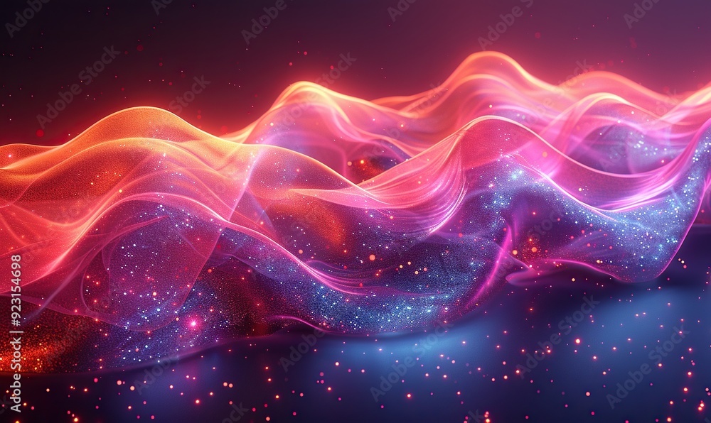 Fototapeta premium abstract fluid 3d render holographic iridescent neon curved wave in motion dark background gradient design element for banners backgrounds wallpapers,covers.