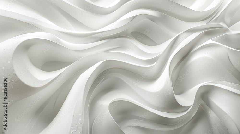 Obraz premium white abstract wallpaper featuring soft rounded waves and shapes