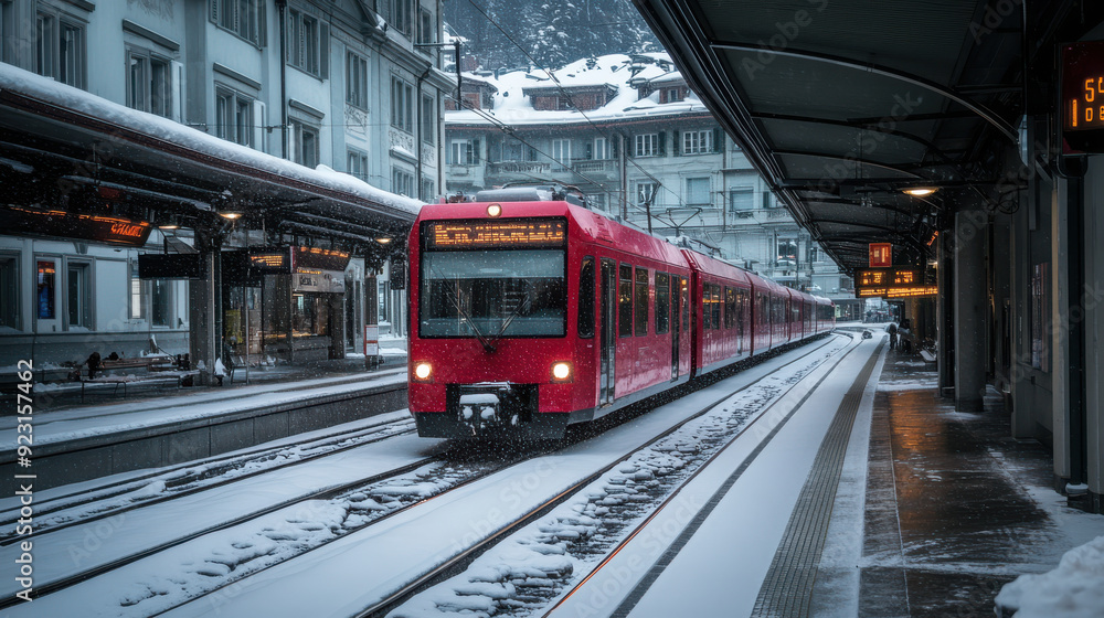 Fototapeta premium Real-time public transport tracking in Switzerland,