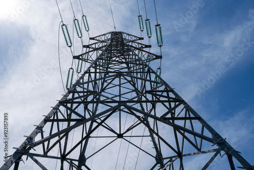 Wall Mural electric pylon blue sky in background