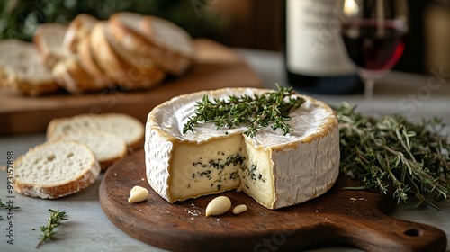 Baked Mont dOr cheese with fresh herbs and garlic