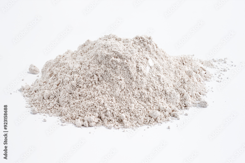 Heap of calcium carbonate powder on white background Heap of calcium carbonate powder on white background