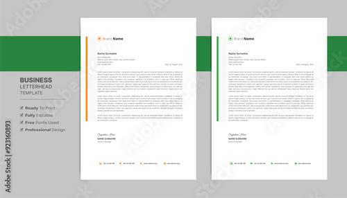 Professional letterhead format template, business style letterhead design template. Company letterhead template designs.