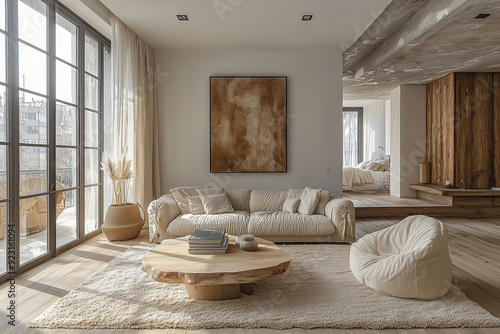  A Serene Living Space Embracing Nature  Views, Generative AI