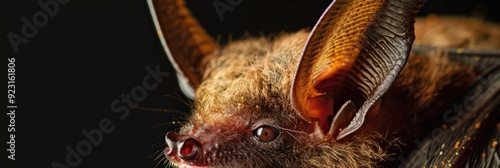 Close-up of a Greater Noctule Bat (Nyctalus lasiopterus) head photo