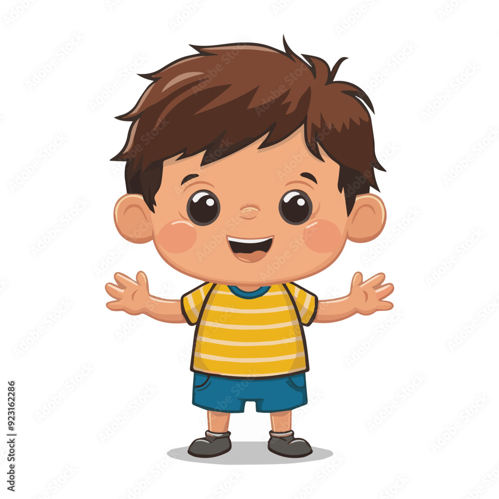 Printable cartoon of A happy boy Printable cartoon of A happy boy