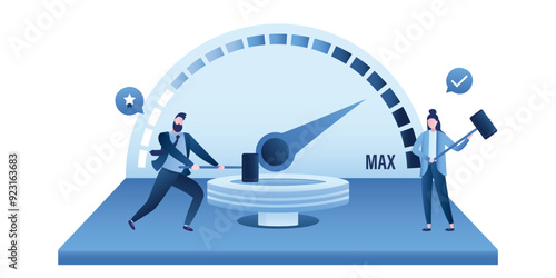Strength tester for performance evaluation, KPI concept. key performance indicator to measure success, achievement or profit.