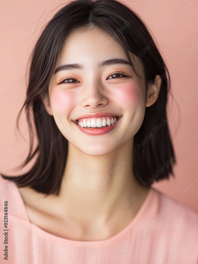 Asian woman with radiant skin showcasing high quality skincare products against a solid pink old rose pastel background, highlighting beauty and wellness. Asian woman with radiant skin showcasing high quality skincare products against a solid pink old rose pastel background, highlighting beauty and wellness.