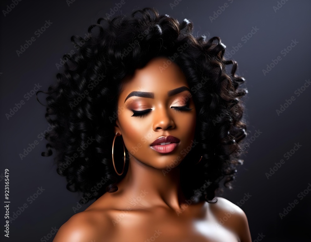 Elegant Woman with Long Curly Hair and Glamorous Makeup Elegant Woman with Long Curly Hair and Glamorous Makeup