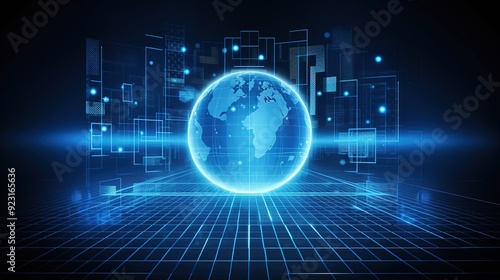 Wallpaper Mural Abstract digital globe with glowing lines, representing global network. Torontodigital.ca